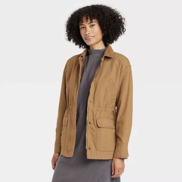 Universal Thread Women's Size XS Brown 100% Cotton Zip Utility Anorak Jacket NEW - Picture 11 of 13